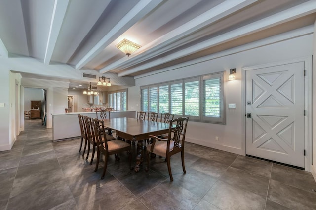 5679 N Van Ness Blvd, Fresno, CA 93711 - dining room featuring beamed ceiling and baseboards