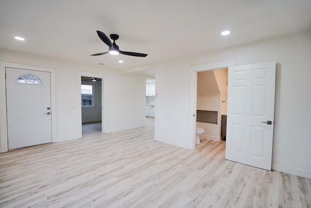 1530 E Home Ave, Fresno, CA 93728 - unfurnished living room with a ceiling fan, light wood-style floors, and recessed lighting