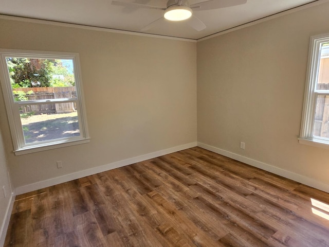 36 E Andrews Ave, Fresno, CA 93704 - unfurnished room featuring ornamental molding, wood finished floors, and a ceiling fan