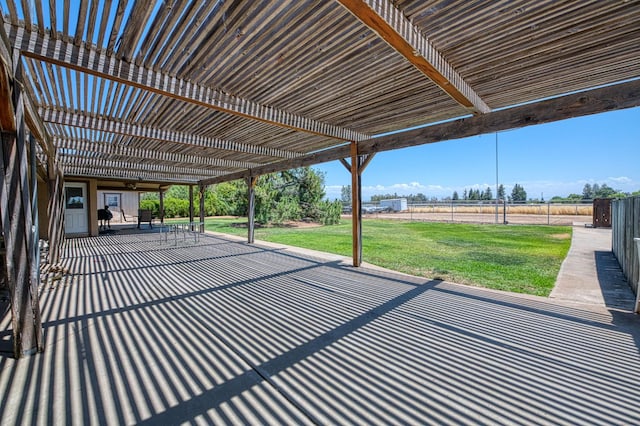 5400 Amber Ave, Clovis, CA 93619 - view of patio / terrace featuring a pergola and a ceiling fan