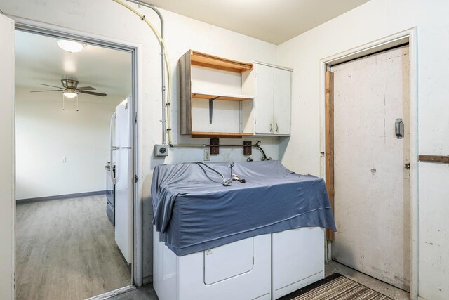 2044 Mayfair Dr W, Fresno, CA 93703 - washroom with a ceiling fan and light wood-type flooring