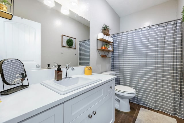 4053 Rialto Ave, Clovis, CA 93619 - bathroom with vanity, wood finished floors, and curtained shower