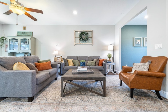 4053 Rialto Ave, Clovis, CA 93619 - living area with ceiling fan, recessed lighting, and light wood finished floors