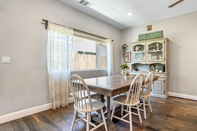 4053 Rialto Ave, Clovis, CA 93619 - dining space featuring dark wood finished floors, ceiling fan, and recessed lighting