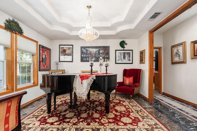 7207 E Bremer Ave, Fresno, CA 93737 - sitting room with a chandelier and a tray ceiling
