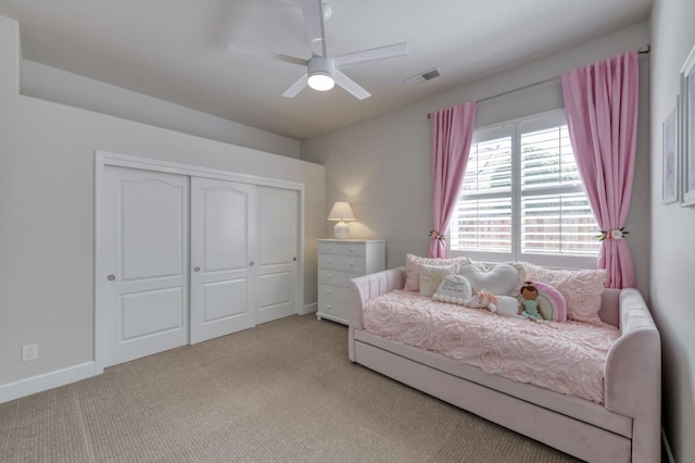 4994 W Minarets Ave, Fresno, CA 93722 - carpeted bedroom featuring a closet and ceiling fan