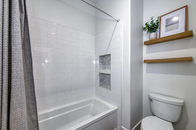 4994 W Minarets Ave, Fresno, CA 93722 - bathroom with shower / bathtub combination with curtain and toilet