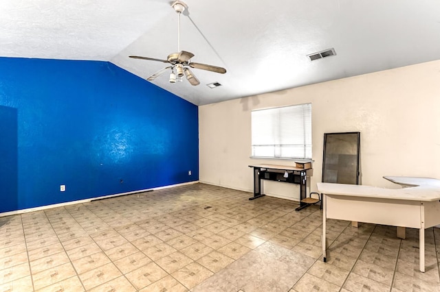1401 S Villa Ave, Fresno, CA 93727 - interior space featuring a ceiling fan and vaulted ceiling