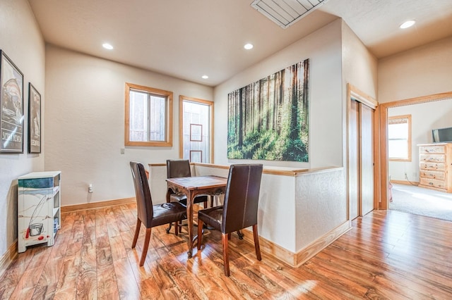 40862 Village Pass Ln, Shaver Lake, CA 93664 - dining room featuring light wood-style flooring and recessed lighting