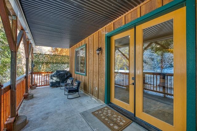 40862 Village Pass Ln, Shaver Lake, CA 93664 - view of patio with french doors and a grill