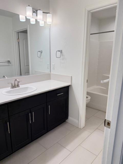 3963 Morris Ave, Clovis, CA 93619 - bathroom with vanity, tile patterned flooring, and shower / washtub combination