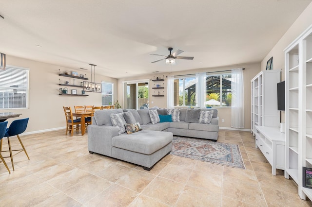 3143 Celeste Ave, Clovis, CA 93619 - living area featuring ceiling fan and light tile patterned flooring
