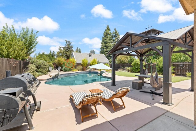 3143 Celeste Ave, Clovis, CA 93619 - view of pool with a gazebo, a fenced backyard, and a patio