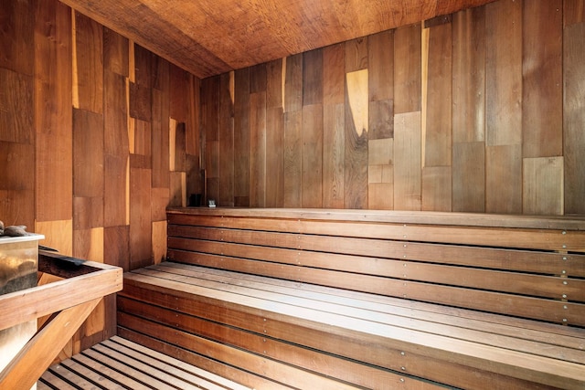 5630 N El Adobe Dr, Fresno, CA 93711 - relaxing sauna / steam room featuring wood ceiling and wood walls