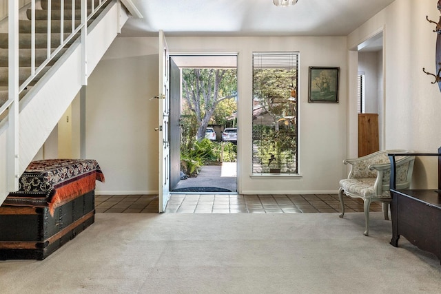 5630 N El Adobe Dr, Fresno, CA 93711 - tiled entryway featuring carpet floors and stairway