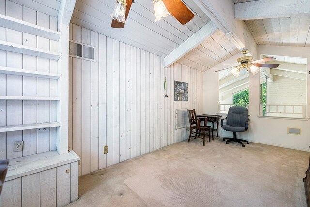 5630 N El Adobe Dr, Fresno, CA 93711 - office space with wooden walls, ceiling fan, and carpet