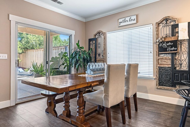 8194 N 5th St, Fresno, CA 93720 - dining space featuring ornamental molding and wood finished floors