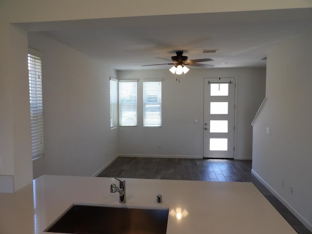 3725 Graystoke Way, Clovis, CA 93619 - entrance foyer featuring a ceiling fan and wood finished floors