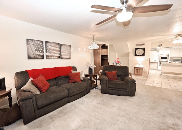 110 N Terry Ave, Clovis, CA 93612 - living room featuring ceiling fan and light carpet