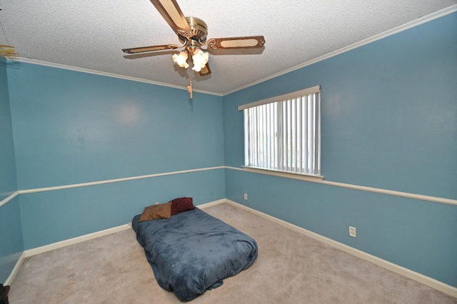 110 N Terry Ave, Clovis, CA 93612 - living area featuring a textured ceiling, ceiling fan, crown molding, and carpet