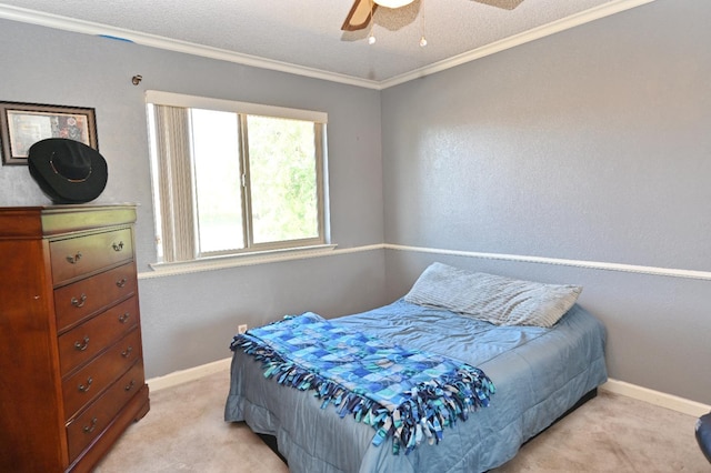 110 N Terry Ave, Clovis, CA 93612 - bedroom with light carpet, ornamental molding, and ceiling fan