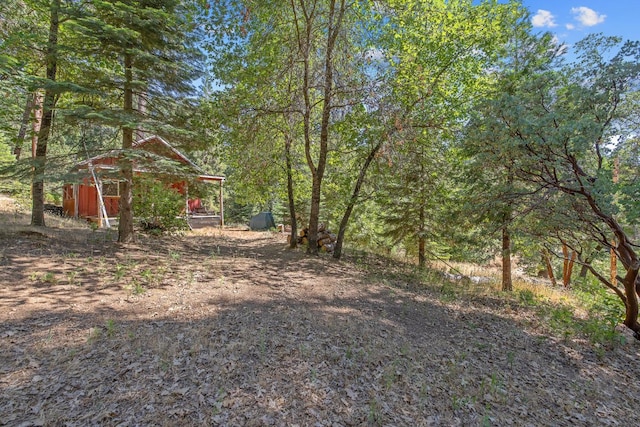 48675 Todd Eymann Rd, Miramonte, CA 93641 - view of yard featuring an outdoor structure and a wooded view