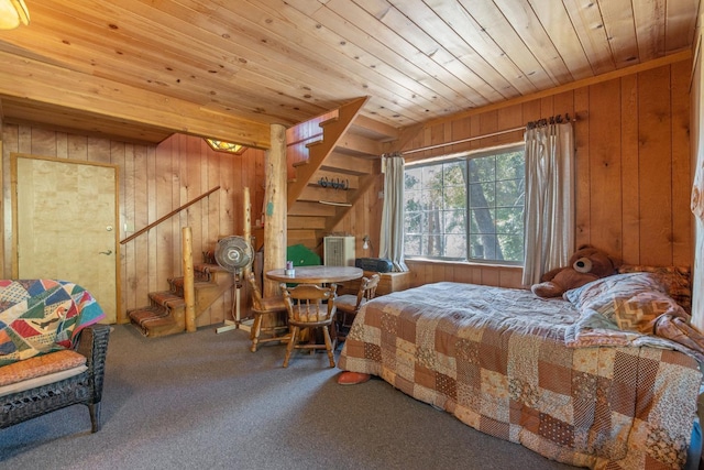 48675 Todd Eymann Rd, Miramonte, CA 93641 - carpeted bedroom with wood walls and wood ceiling