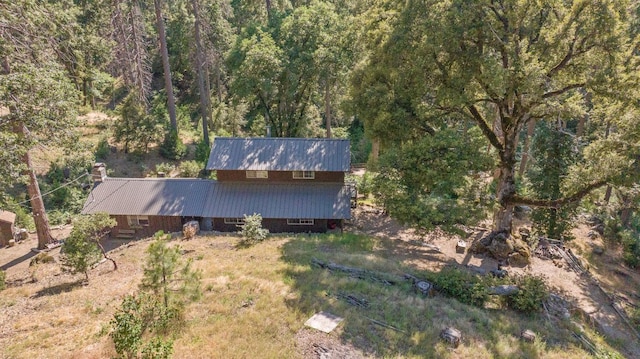 48675 Todd Eymann Rd, Miramonte, CA 93641 - view of front of house featuring a metal roof and a wooded view