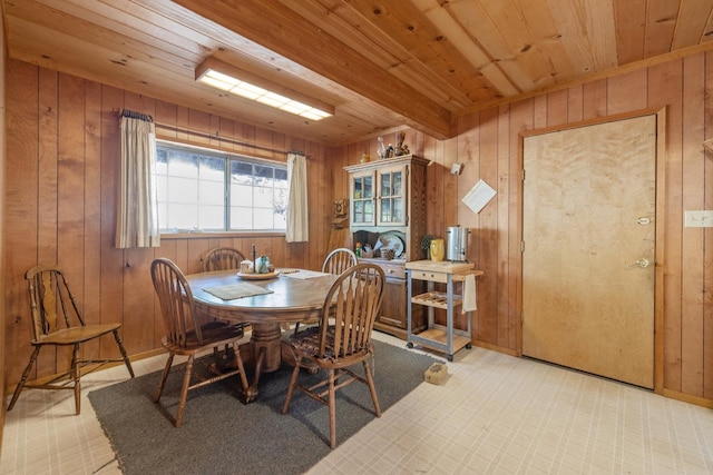 48675 Todd Eymann Rd, Miramonte, CA 93641 - dining space featuring wooden ceiling and wood walls