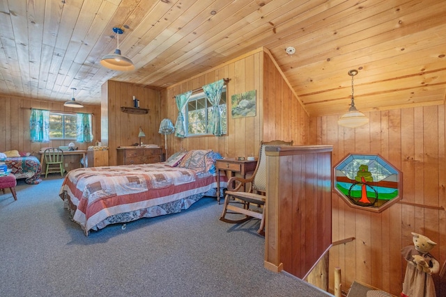 48675 Todd Eymann Rd, Miramonte, CA 93641 - carpeted bedroom featuring wood ceiling and wooden walls
