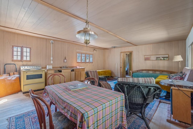 48675 Todd Eymann Rd, Miramonte, CA 93641 - dining space with hardwood / wood-style flooring, wooden walls, and wood ceiling