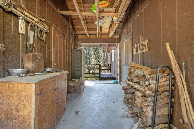 48675 Todd Eymann Rd, Miramonte, CA 93641 - misc room featuring concrete floors and wooden walls