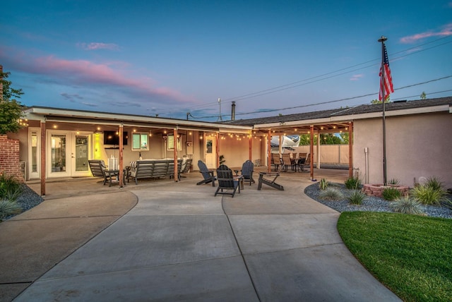 3377 N Bethel Ave, Sanger, CA 93657 - view of patio featuring outdoor lounge area, french doors, and outdoor dining space
