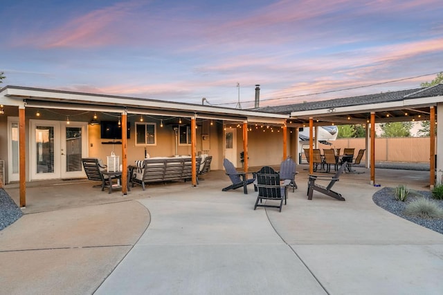 3377 N Bethel Ave, Sanger, CA 93657 - view of patio / terrace with french doors, outdoor lounge area, and outdoor dining space