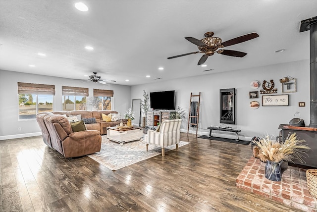 3377 N Bethel Ave, Sanger, CA 93657 - living area with ceiling fan, recessed lighting, and hardwood / wood-style floors