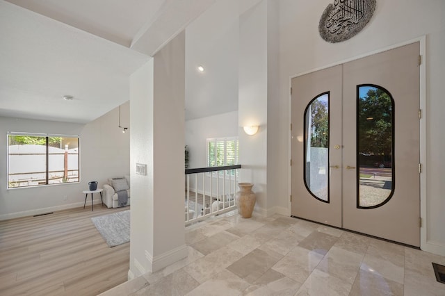 2734 W Bluff Ave, Fresno, CA 93711 - foyer entrance featuring french doors, healthy amount of natural light, and a high ceiling