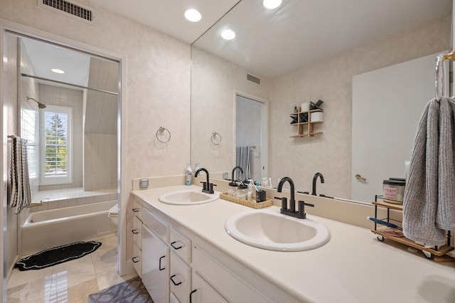 2734 W Bluff Ave, Fresno, CA 93711 - full bath with double vanity,  shower combination, and recessed lighting