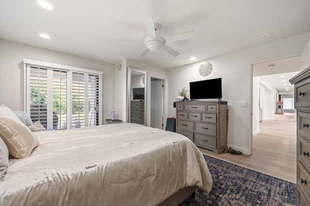 2734 W Bluff Ave, Fresno, CA 93711 - bedroom featuring wood finished floors, recessed lighting, and a ceiling fan