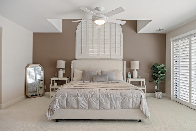 2734 W Bluff Ave, Fresno, CA 93711 - bedroom featuring carpet floors, multiple windows, and a ceiling fan