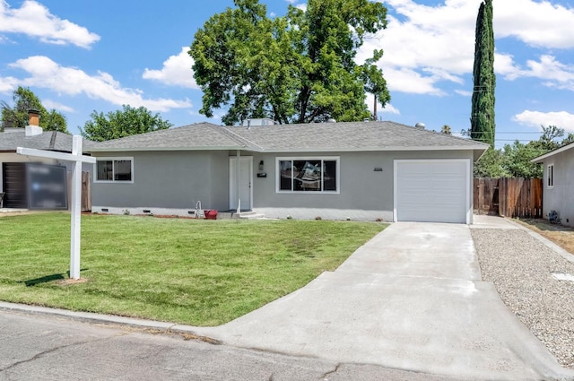 4729 E Cornell Ave, Fresno, CA 93703 - ranch-style house featuring stucco siding, a garage, concrete driveway, and roof with shingles