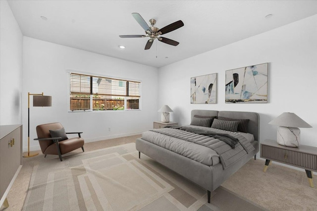 2062 N Osmun Ave, Clovis, CA 93619 - bedroom with light carpet, ceiling fan, and recessed lighting