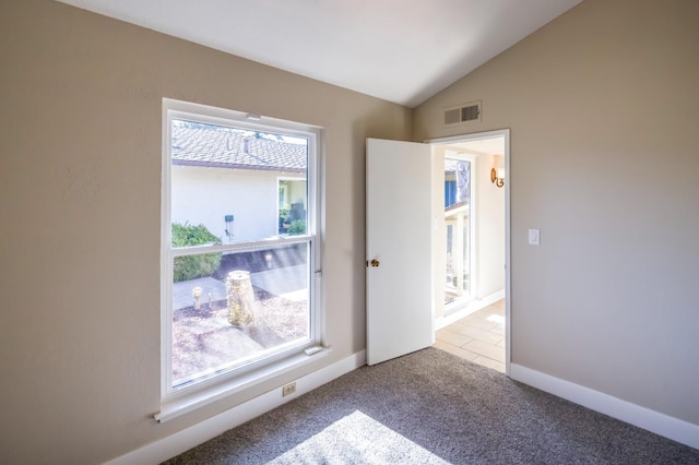 2805 W Spruce Ave, Fresno, CA 93711 - unfurnished room featuring carpet flooring and vaulted ceiling