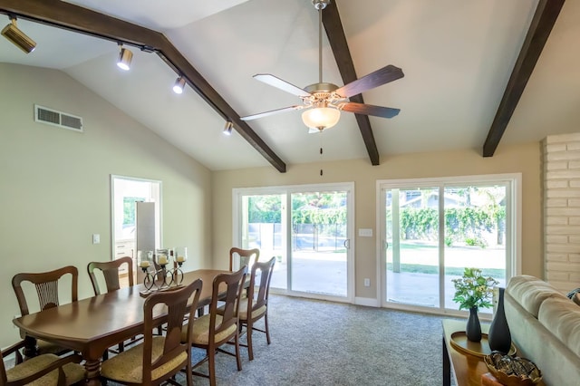 2805 W Spruce Ave, Fresno, CA 93711 - dining area with light carpet, ceiling fan, and plenty of natural light