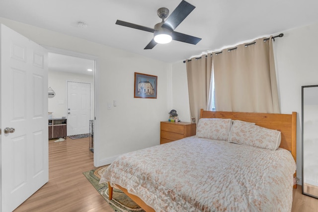 1383 N Safford Ave, Fresno, CA 93728 - bedroom with light wood-type flooring and ceiling fan