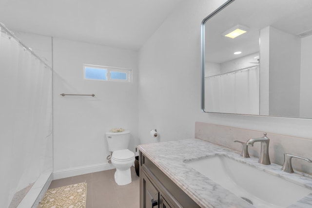 1383 N Safford Ave, Fresno, CA 93728 - full bath with vanity, tile patterned floors, and a shower with shower curtain