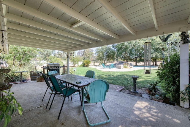 10311 E San Jose Ave, Clovis, CA 93619 - view of patio / terrace with outdoor dining area, a pool, and grilling area
