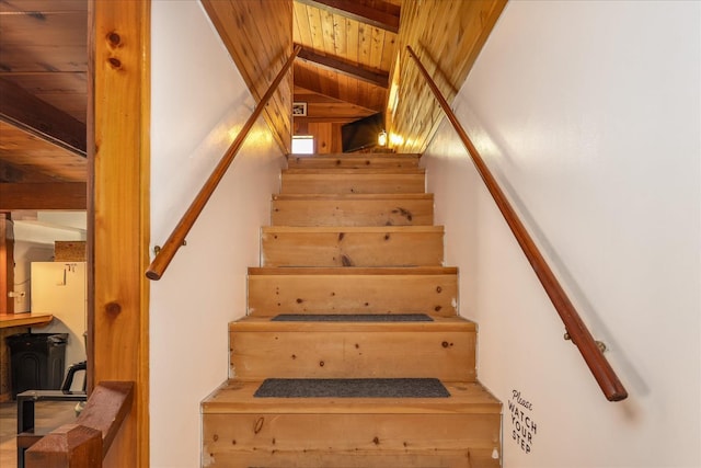 44800 Mountain Meadow Rd, Oakhurst, CA 93644 - stairs featuring wood ceiling