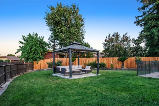 632 W Palo Alto Ave, Clovis, CA 93612 - fenced backyard featuring an outdoor living space, a gazebo, and a patio area