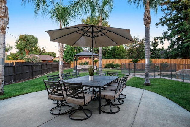 632 W Palo Alto Ave, Clovis, CA 93612 - fenced backyard featuring a patio, outdoor dining space, and a gazebo