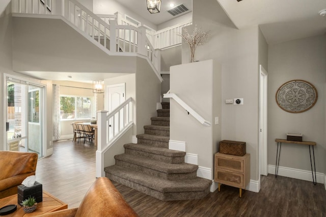 632 W Palo Alto Ave, Clovis, CA 93612 - stairway with a towering ceiling and wood finished floors